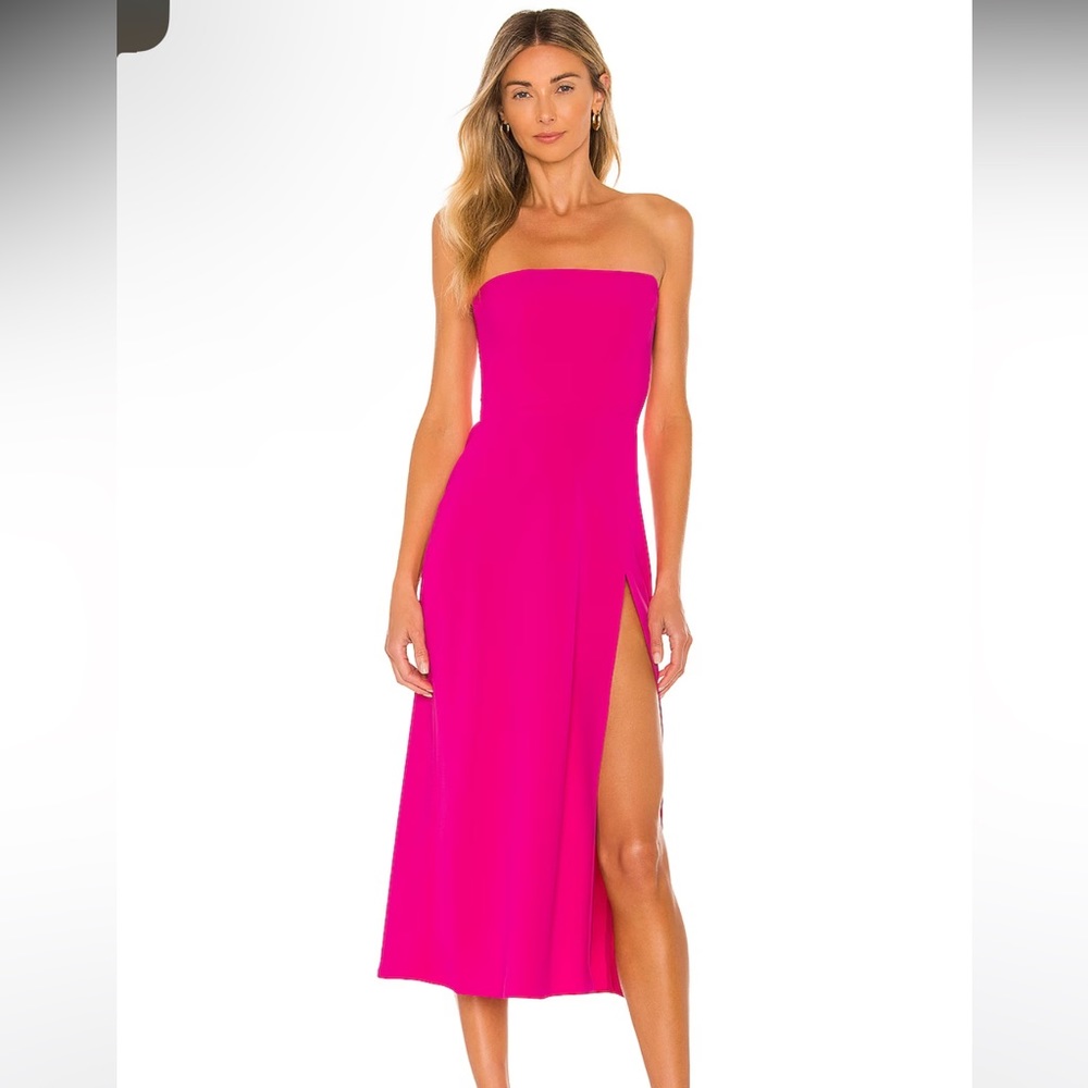 Amanda Uprichard Dress Women XL Pink Mandy Midi Sheath Strapless Event Formal - Picture 3 of 7